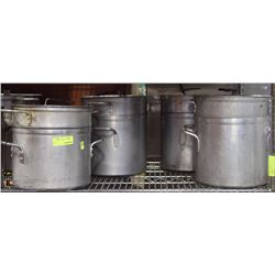 LOT OF 4 LARGE COMMERCIAL POTS WITH LIDS