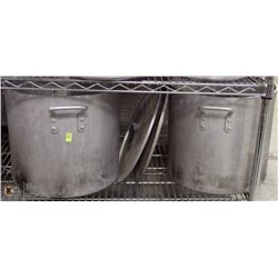 LOT OF 2 EXTRA LARGE COMMERCIAL POTS WITH LIDS