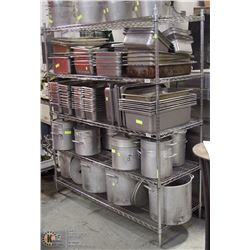 SILVER METAL STORAGE SHELVING - 5 SHELVES