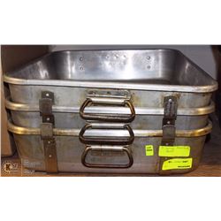 LOT OF 3 LARGE ROASTING PANS