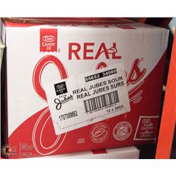 CASE OF 12 X 385G BAGS OF REAL JUBES SOUR CANDY