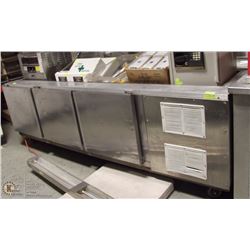 9'3" STAINLESS STEEL PREP TABLE W/ 3 DOOR COOLER