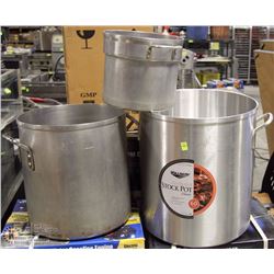 LOT OF 3 LARGE COMMERCIAL POTS
