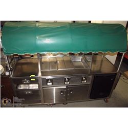 7 LONG GOURMET HOT DOG CART W/ FRIDGE AND CANOPY
