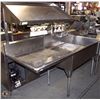 Image 1 : STAINLESS STEEL DOUBLE SINK WITH RUN OFF, SHELF,