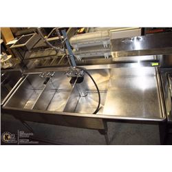 STAINLESS STEEL TRIPLE SINK WITH 2 FAUCETS, 1 FLEX