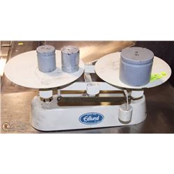 42) EDLUND DOUBLE PAN BALANCE SCALE W/ 8LB & 2LB