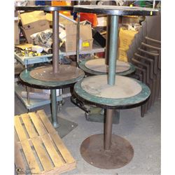 LOT OF 5 ROUND RESTAURANT TABLES. WOOD TOP WITH