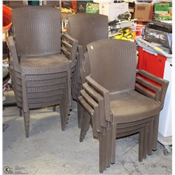 LOT OF 17 MOLDED PLASTIC PATIO ARMCHAIRS