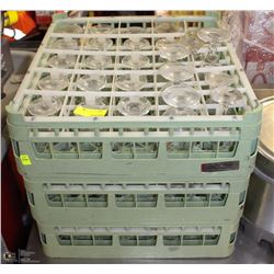 LOT OF 3 GLASS DISHWASHER PLASTIC RACKS FULL OF