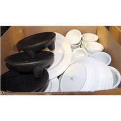 BOX OF ASSORTED SERVING DISHWARES
