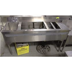 STAINLESS STEEL BAR SINK 58"X33" W/ 2" BACK SPLASH
