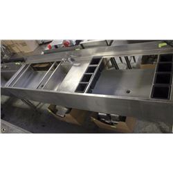 STAINLESS STEEL BAR SINK 8'X32" W/ 2" BACK SPLASH