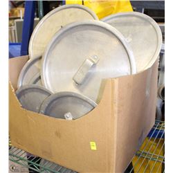 BOX OF ASSORTED LIDS FOR COMMERCIAL COOKING  POTS