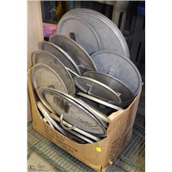 BOX OF ASSORTED LIDS FOR COMMERCIAL COOKING  POTS
