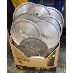 BOX OF ASSORTED LIDS FOR COMMERCIAL COOKING  POTS