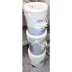 LOT OF 3 PAILS OF RINSE AGENT AND SANITIZER FOR