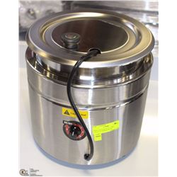 ME#10) SOUP KETTLE 9 LITRE CAPACITY, HINGED SS LID