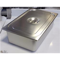 ME#14) S/S FOOD PAN FULL  SIZE 6" DEEP WITH LID