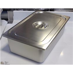 ME#14) S/S FOOD PAN FULL  SIZE 6" DEEP WITH LID