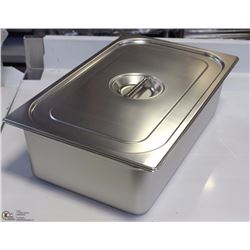 ME#14) S/S FOOD PAN FULL  SIZE 6" DEEP WITH LID