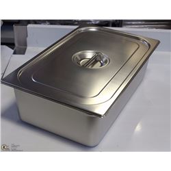 ME#14) S/S FOOD PAN FULL  SIZE 6" DEEP WITH LID