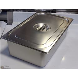 ME#14) S/S FOOD PAN FULL  SIZE 6" DEEP WITH LID