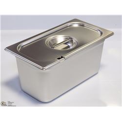 ME#11) S/S FOOD PAN ONE THIRD SIZE 6" DEEP W/ LID