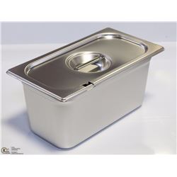 ME#11) S/S FOOD PAN ONE THIRD SIZE 6" DEEP W/ LID