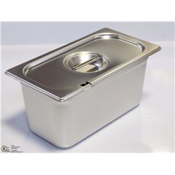 ME#11) S/S FOOD PAN ONE THIRD SIZE 6" DEEP W/ LID