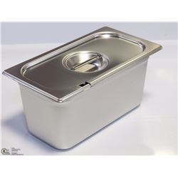 ME#11) S/S FOOD PAN ONE THIRD SIZE 6" DEEP W/ LID