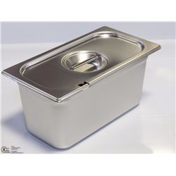 ME#11) S/S FOOD PAN ONE THIRD SIZE 6" DEEP W/ LID