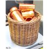 Image 1 : BASKET OF COLLECTIBLE COPPER MUGS