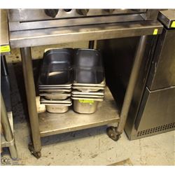 2 TIER STAINLESS STEEL TABLE ON CASTERS