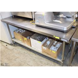 LARGE STAINLESS STEEL TABLE WITH ONE SHELF