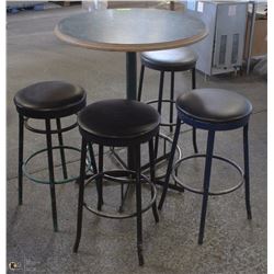 HIGH BAR TABLE WITH 4 BAR STOOLS