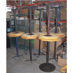 LOT OF 10 STAND UP BAR TABLES, WOOD TOPS