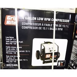 GRIP RITE 4 GALLON AIR COMPRESSOR LOW RPM