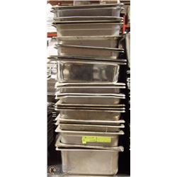 LOT OF 25 STAINLESS FULL SIZE INSERTS OF VARIOUS