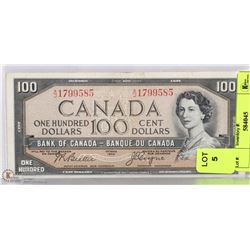 1954 CANADIAN $100.00 DEVILS FACE BILL.