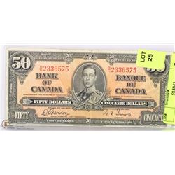 1937 CANADIAN $50.00 BILL.