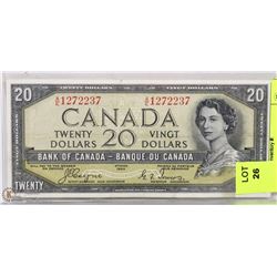 1954 CANADIAN $20.00 DEVILS FACE BILL.
