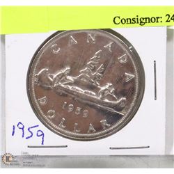 1959 CANADIAN SILVER DOLLAR COIN