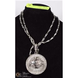 LARGE WORLD GLOBE PENDANT WITH CHAIN