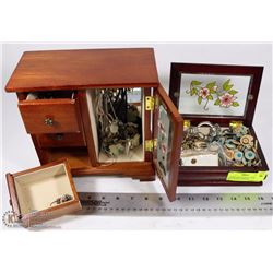 2 JEWELLERY BOXES W/ CONTENTS INCL GUESS & ARMANI