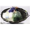Image 1 : WICKER BASKET WITH NEEDLE YARN,JUG
