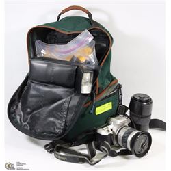 MINOLTA 35MM FILM CAMERA WITH REMOTE,FLASH AND