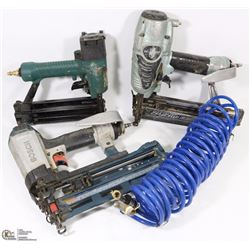 BOX W/3 DIFFERENT SIZES OF AIR NAILERS