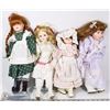 Image 1 : 4 VINTAGE DOLLS ON STANDS.