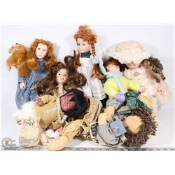 7 VINTAGE DOLLS.